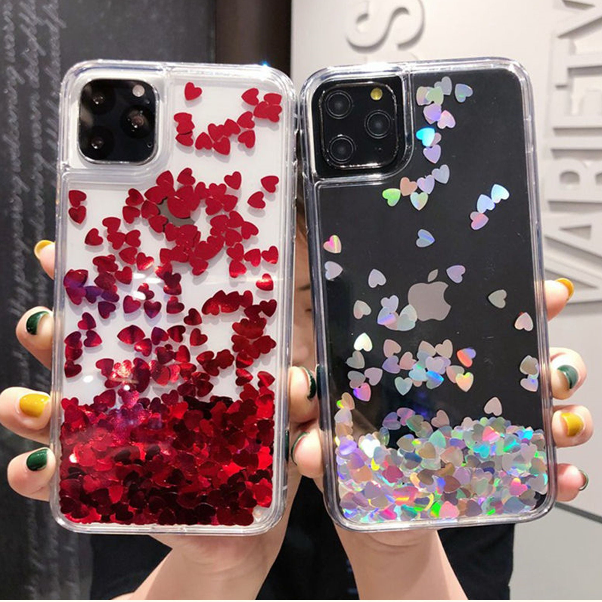Glitter Love Heart Phone Case For Apple Iphone 6s 7 8 Plus X Etsy