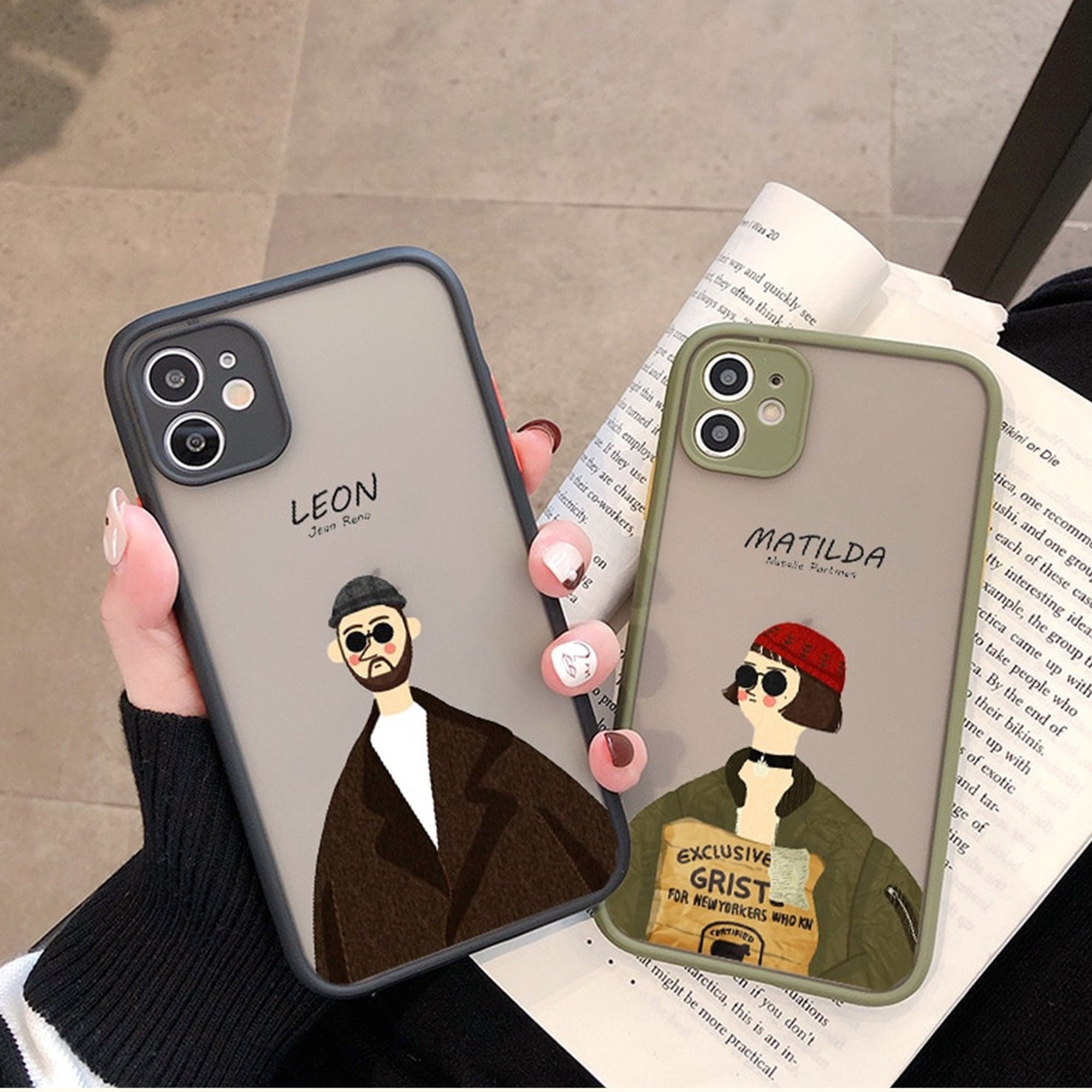 Leon The Professional Cartoon Lovely Couple Anime Leon Tilda Phone Case iPhone 12 Pro 12 Mini 7 8 Plus X XR XS Max 11 Pro Max Silicon Rubber