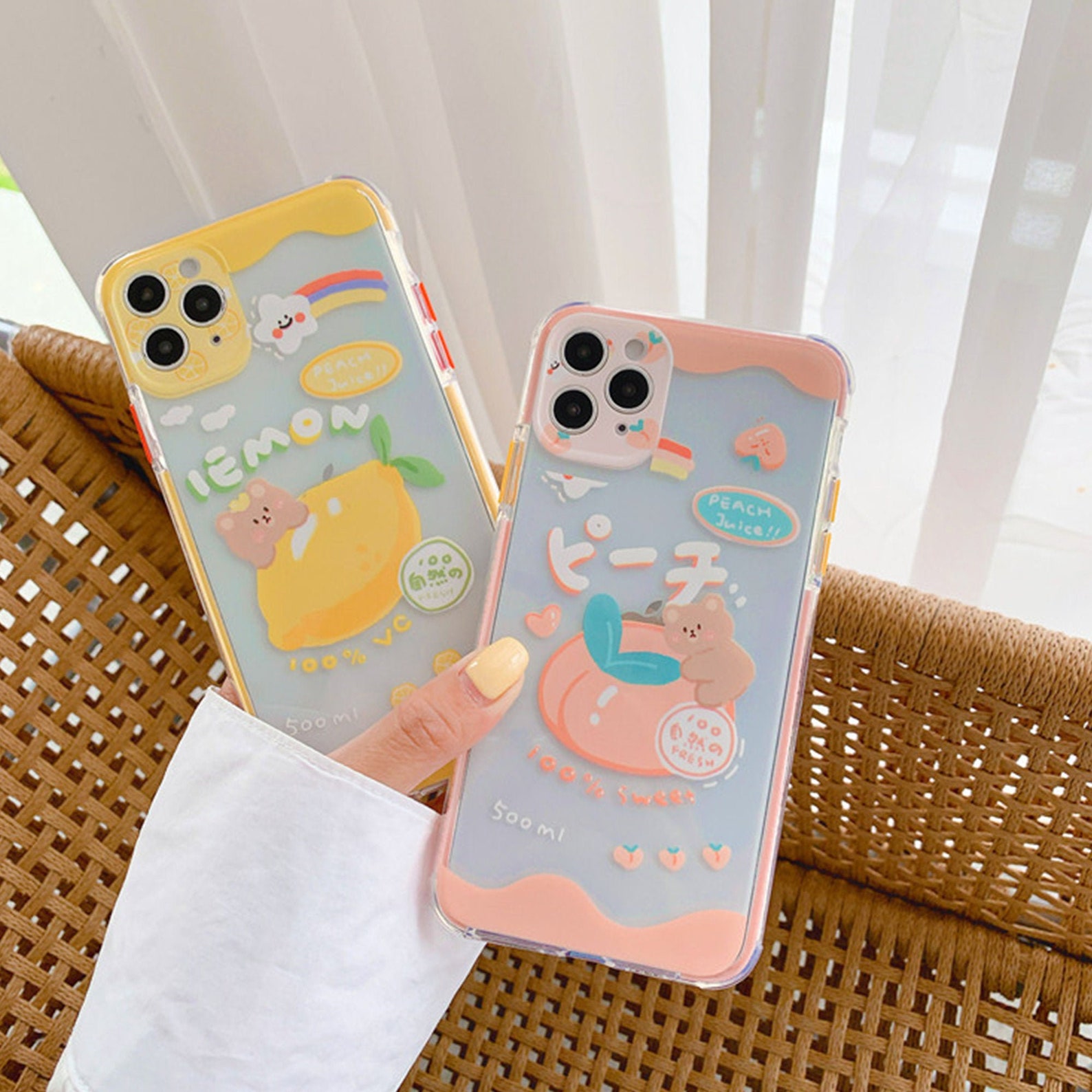Kawaii Phone Case Japanese Art Sweet Bear Fruit Cute Iphone Etsy