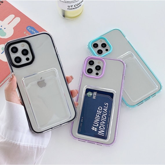 Iphone 13 Pro Max Case Cute Clear Iphone Case With Slot Card Etsy Israel