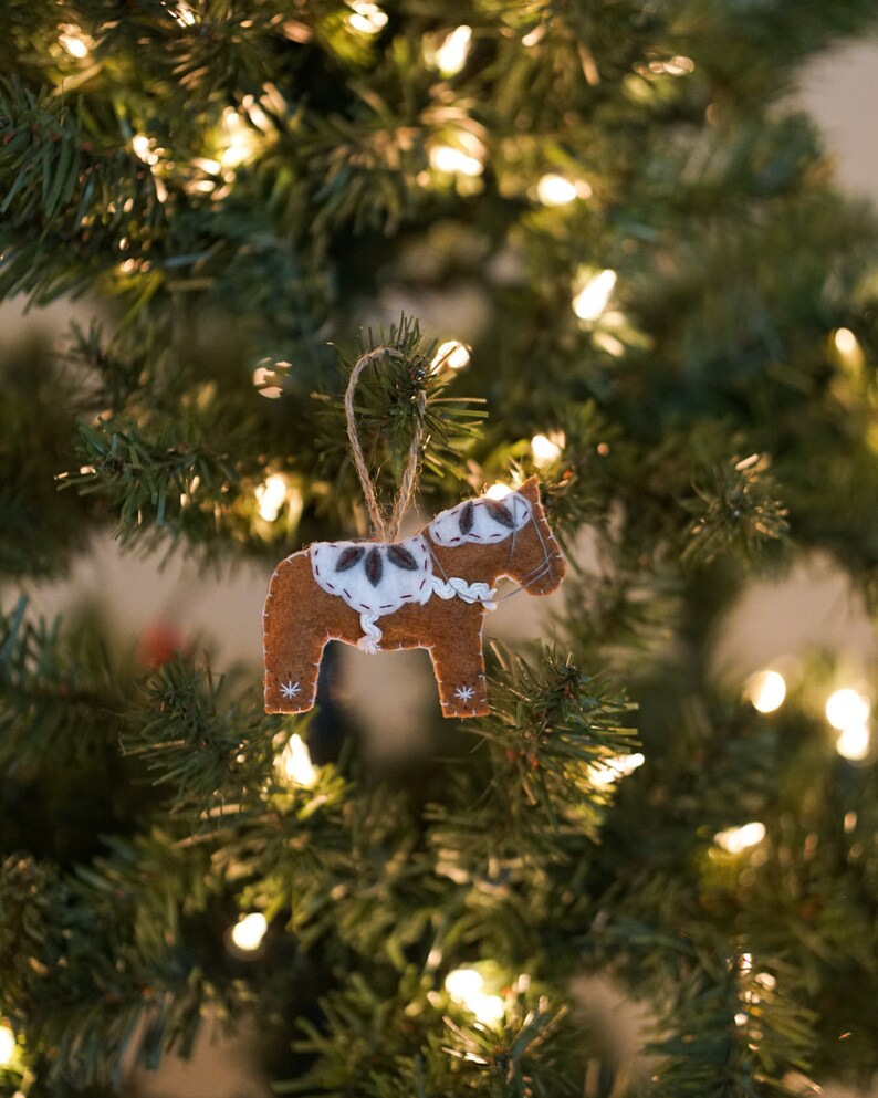 Gift Idea Felt Christmas Scandinavian Swedish Dala Horse Ornament Gingerbread Stocking Filler