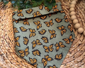 Monarch Butterfly Tie On Dog Bandana with Matching Scrunchie/ Cute Dog Bandana, Dog Accessories, Dog Scarf