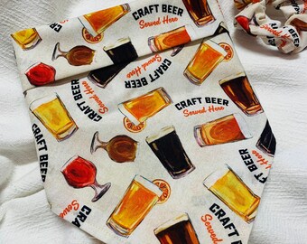 Craft Beer Tie On Dog Bandana and Matching Scrunchie