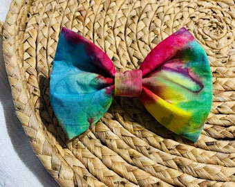 Tie Dye Dog Bow with Straps and Matching Scrunchie