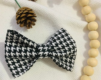 Houndstooth Dog Bow and Matching Scrunchie/ Houndstooth Dog Bow Tie with Straps