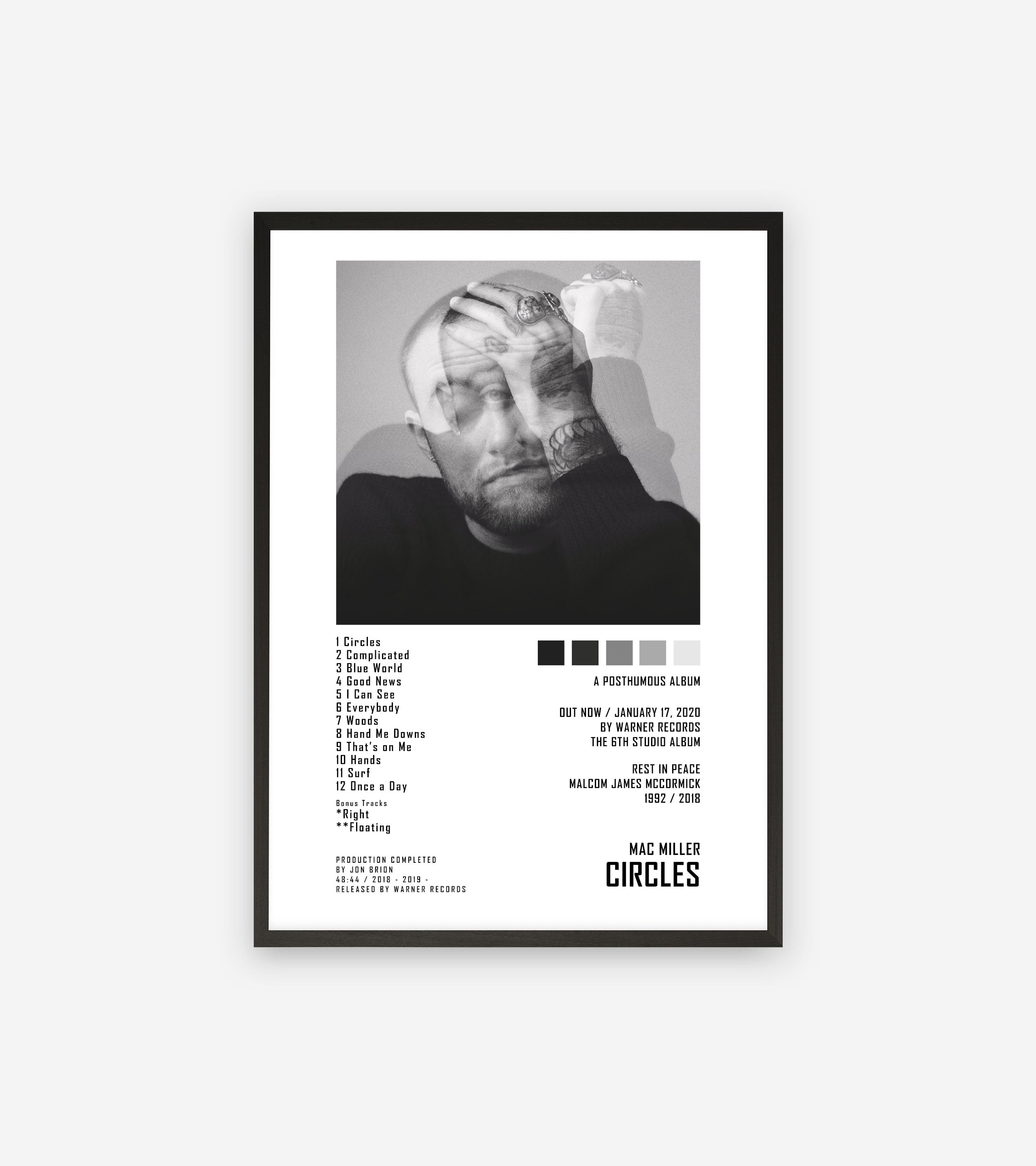 Mac Miller Círculos Tracklist Album Cartel de portada Etsy