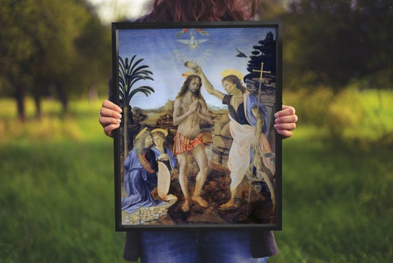 El Bautismo de Cristo del Leonardo da - Etsy España