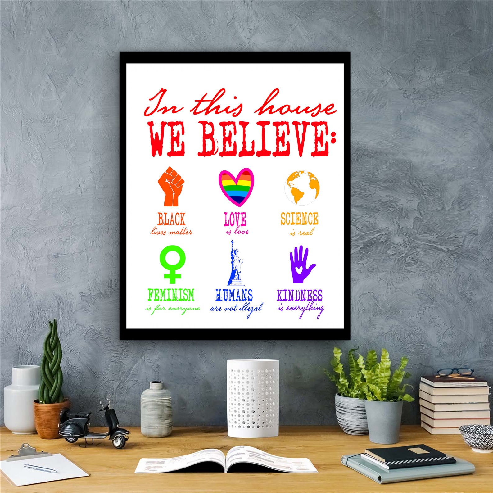 In This House We Believe Black & White Poster poster art Etsy