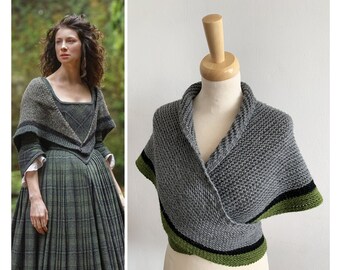 Grauer Wollschal, Brianna Schal, Claire Schal, Outlander Schal, Outlander Geschenke, Schal mit Streifen, Gestrickter Schal, Winter