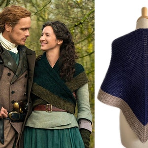 Outlander Claire Strick Stola - Dreieck Blaue Schulter Wrap - Outlander Claire Fan Geschenk - Tolle Oma Geschenk