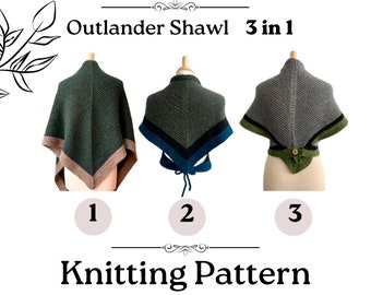 Outlander Shawl PATTERN Claire shawl knitting outlander inspired shawl Tutorial Fraser's Ridge shawl knit pattern EASY pattern in ENGLISH