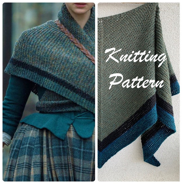 Outlander shawl PATTERN - Fiery Cross shawl - Claire Shawl Knitting Pattern in ENGLISH - Outlander Inspired Shawl tutorial PDF download