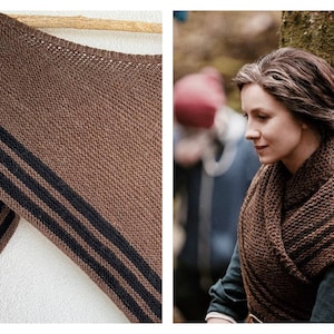 Brauner Outlander Schal, Outlander Geschenke, übergroßer Schal, Schals und Wraps, handgemachter Schal, Strickschal, 50.Geburtstag Geschenk, Geschenk für den besten Freund