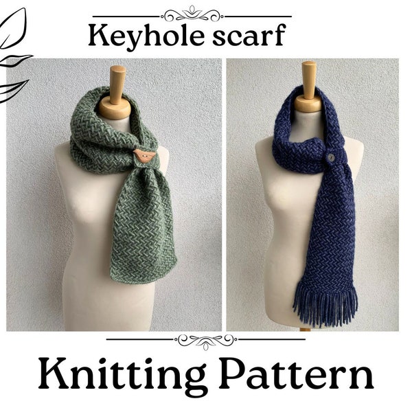 Button-up keyhole scarf EASY knitting pattern step by step IN ENGLISH Cable knit scarf tutorial pull through scarf knitting diy buttoned