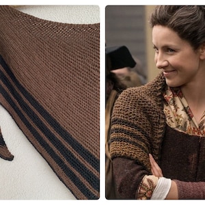 Claire's Carolina Shawl, Brown Outlander Shawl, Alpaca Shawl, Chunky Knit, Outlander Cosplay, Wool Shawl, 50th Anniversary, Gift For Grandma