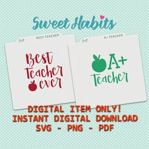 Best Teacher Ever or A+ Set Cookie Stencils - SVG Digital Cut File