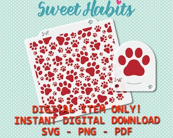 Pawprints Cookie Stencils Set - SVG Digital Cut File Printable PDF