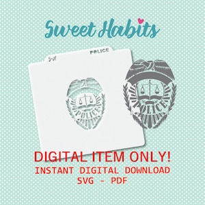 First Responders Police Badge Cookie Stencils Set - SVG Digital Cut File Printable PDF PNG