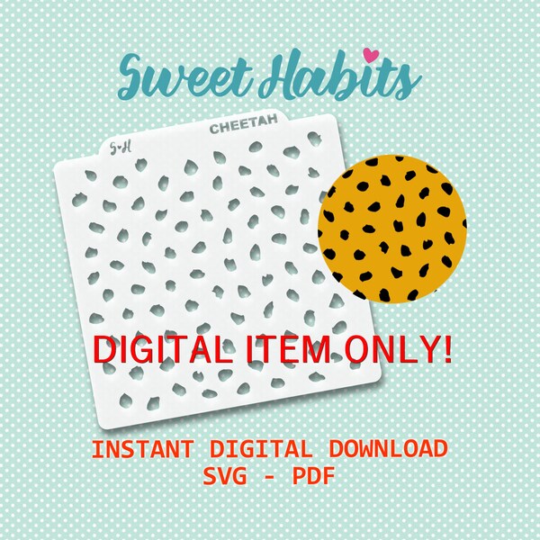 Cheetah or Dalmation Spot Pattern Cookie Stencil - SVG Digital Cut File Printable PDF