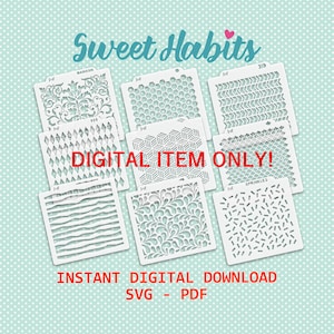 Cookie Stencil Bundle Set with Background Patterns - SVG Digital Cut File Printable PDF