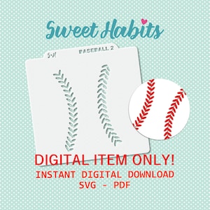 Baseball Threads Cookie Stencils Set - SVG Digital Cut File Printable PDF PNG