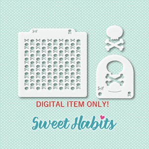 Skull Crossbones Cookie Stencils - SVG Digital Cut File Printable PDF