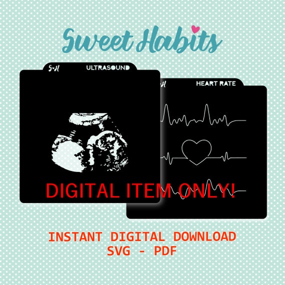 Download Baby Ultrasound And Heart Rate Pulse Line Cookie Stencil Set Etsy