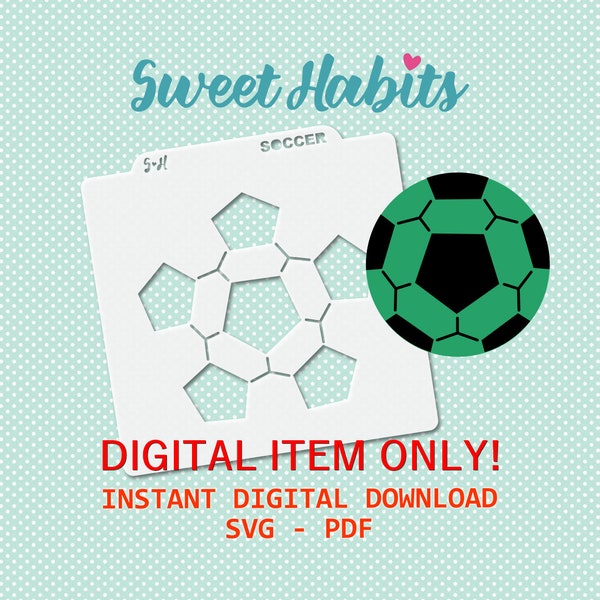 Soccer Ball Lines Cookie Stencils Set - SVG Digital Cut File Printable PDF PNG