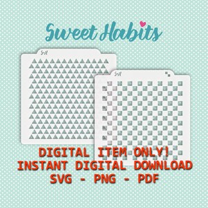 Checkered Squares and Triangles Cookie Stencils - SVG Digital Cut File Printable PDF