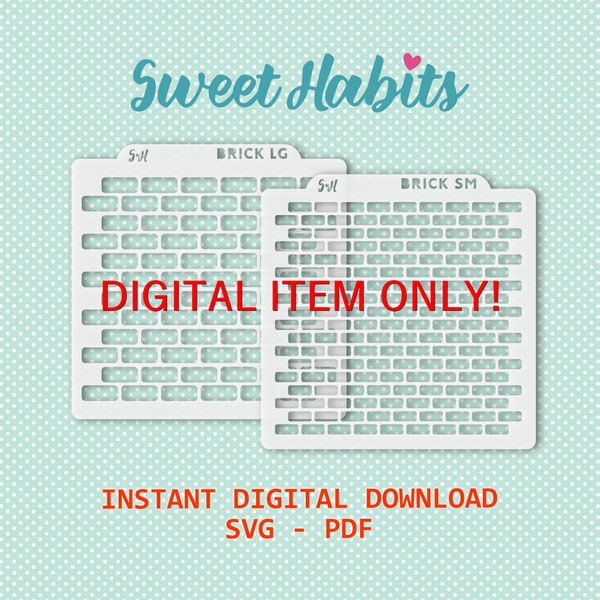 Brick Wall or Chimney Pattern Cookie Stencils Set - SVG Digital Cut File Printable PDF PNG