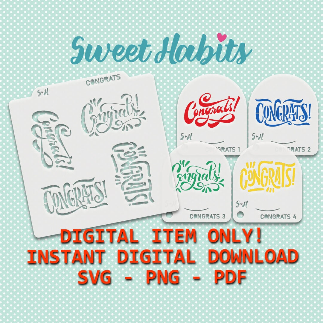 Congrats Stencil Set - SVG Digital Cut File Printable PDF - Etsy