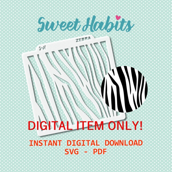 Zebra Stripes Animal Print Cookie Stencil - SVG Digital Cut File Printable PDF