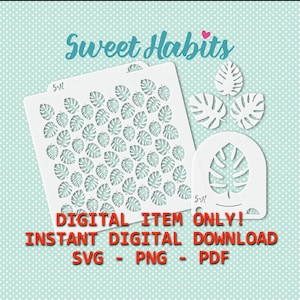 Tropical Palm Monstera Leaves Cookie Stencils Set - SVG Digital Cut File Printable PDF