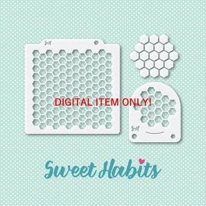 Honeycomb Hexagon Pattern Cookie Stencils Set - SVG Digital Cut File Printable PDF