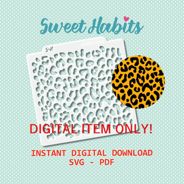 Leopard Cheetah Jaguar Animal Print Cookie Stencil - SVG Digital Cut File Printable PDF