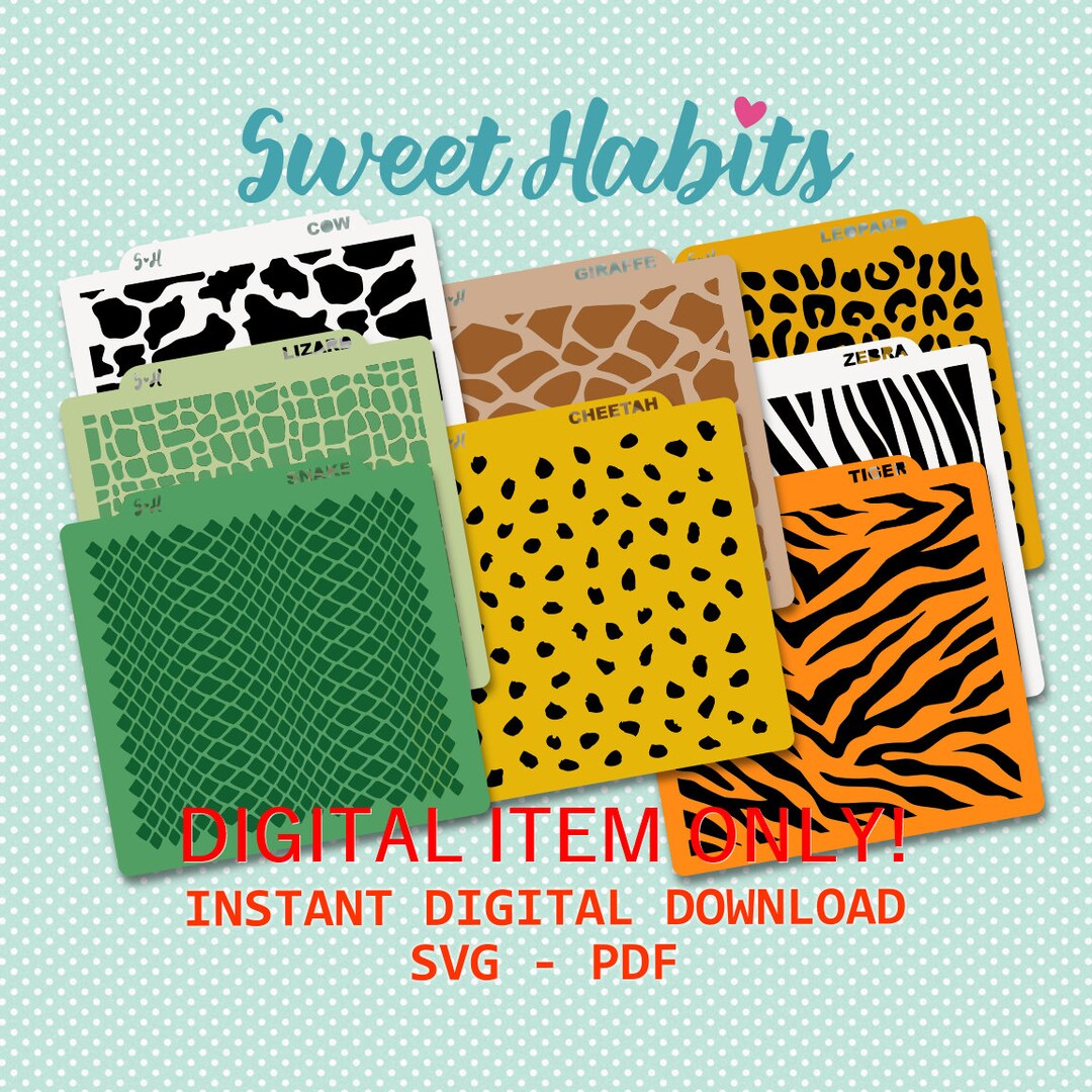 Cookie Stencil Animal Print Set With SVG Digital Cut File Etsy