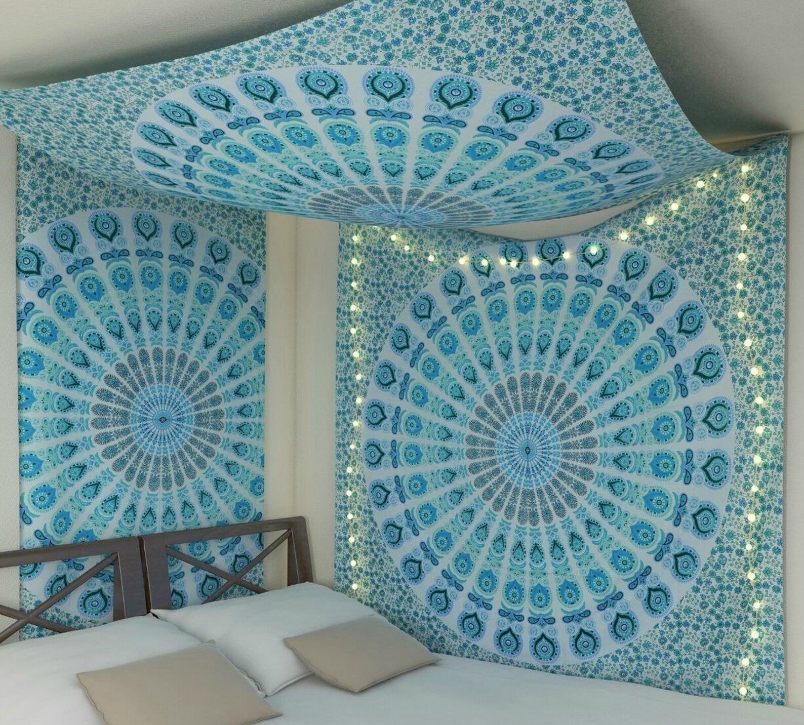 Blue White Multi Tapestry Wall Hanging Mandala Tapestries Etsy
