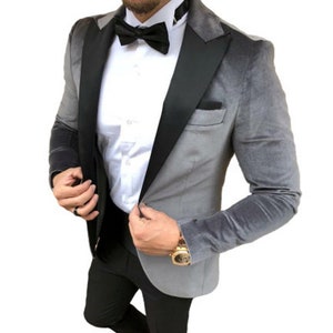 Grey tuxedo blazer online