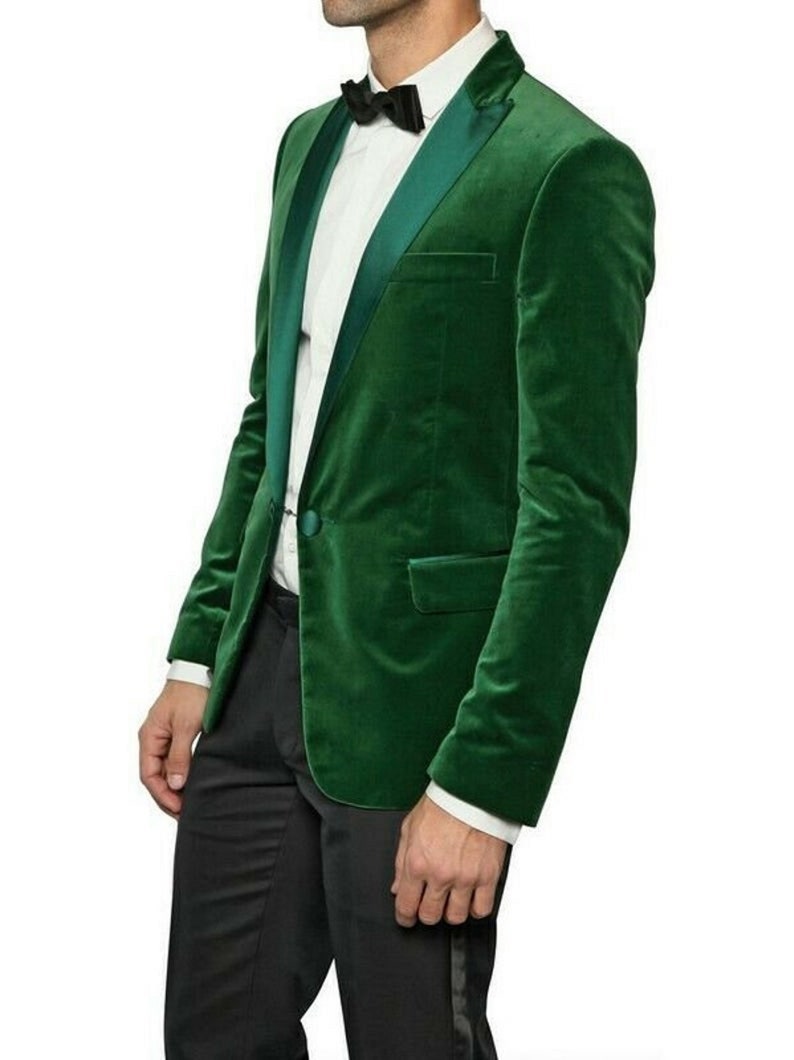 Men's Elegant Luxury One Button Green Velvet Blazer Tuxedo - Etsy