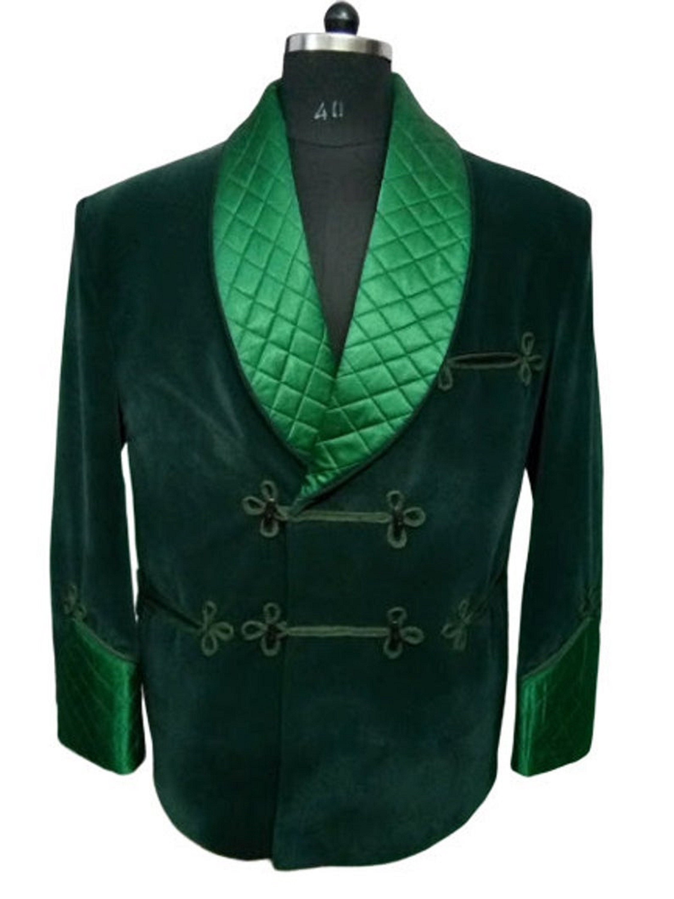 Men's Quilted Green Velvet Jacket Smoking Hosting Evening Etsy
