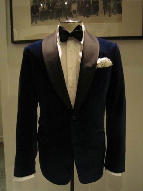 Tuxedo Jacket Men's Velvet Blazer Navy Blue Dinner Jacket | Etsy