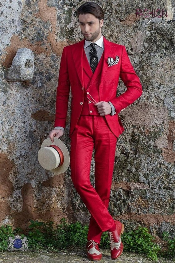 Men Suits Wedding Red 3 Piece Suit Groom Wear Suits for men Men party –  SAINLY