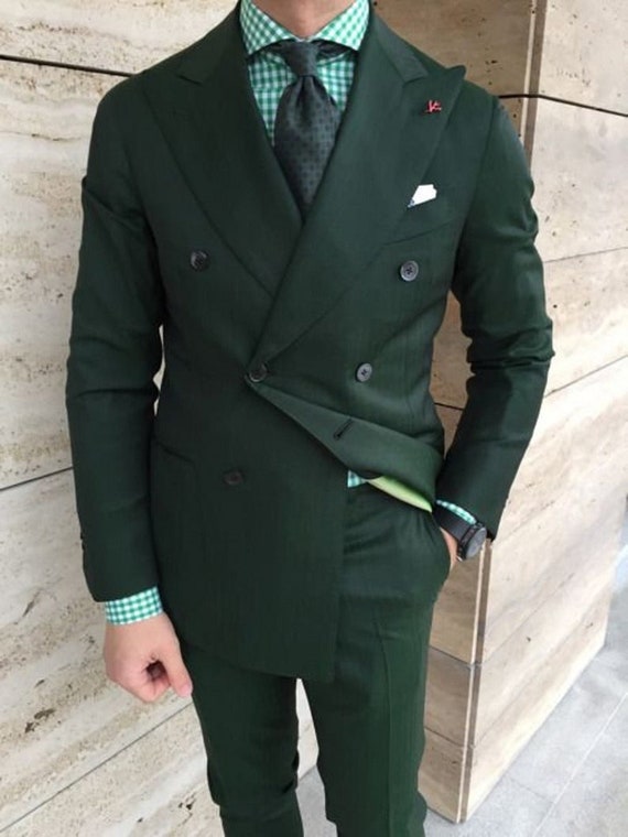 Men's Groom Wear Green 2 Piece Wedding Suit Slim Fit | Etsy