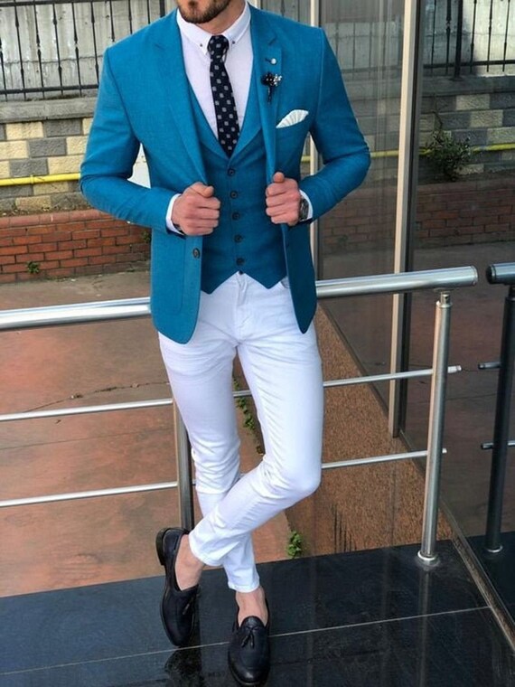 Sky Blue Suits for Men, Men Suits 3 Piece, Slim Fit Suits, Two Button Suits,  Dinner Suit, Wedding Groom Groomsmen Suits -  Canada