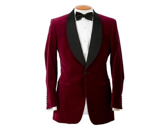 Men's Elegant Luxury Maroon Velvet Smoking Jacket Hosting - Etsy