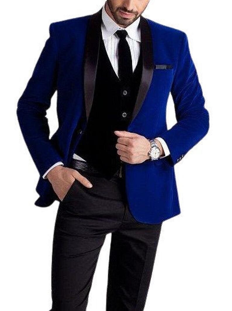 Men's Royal Blue Velvet Tuxedo Jacket Slim Fit Groom Etsy UK