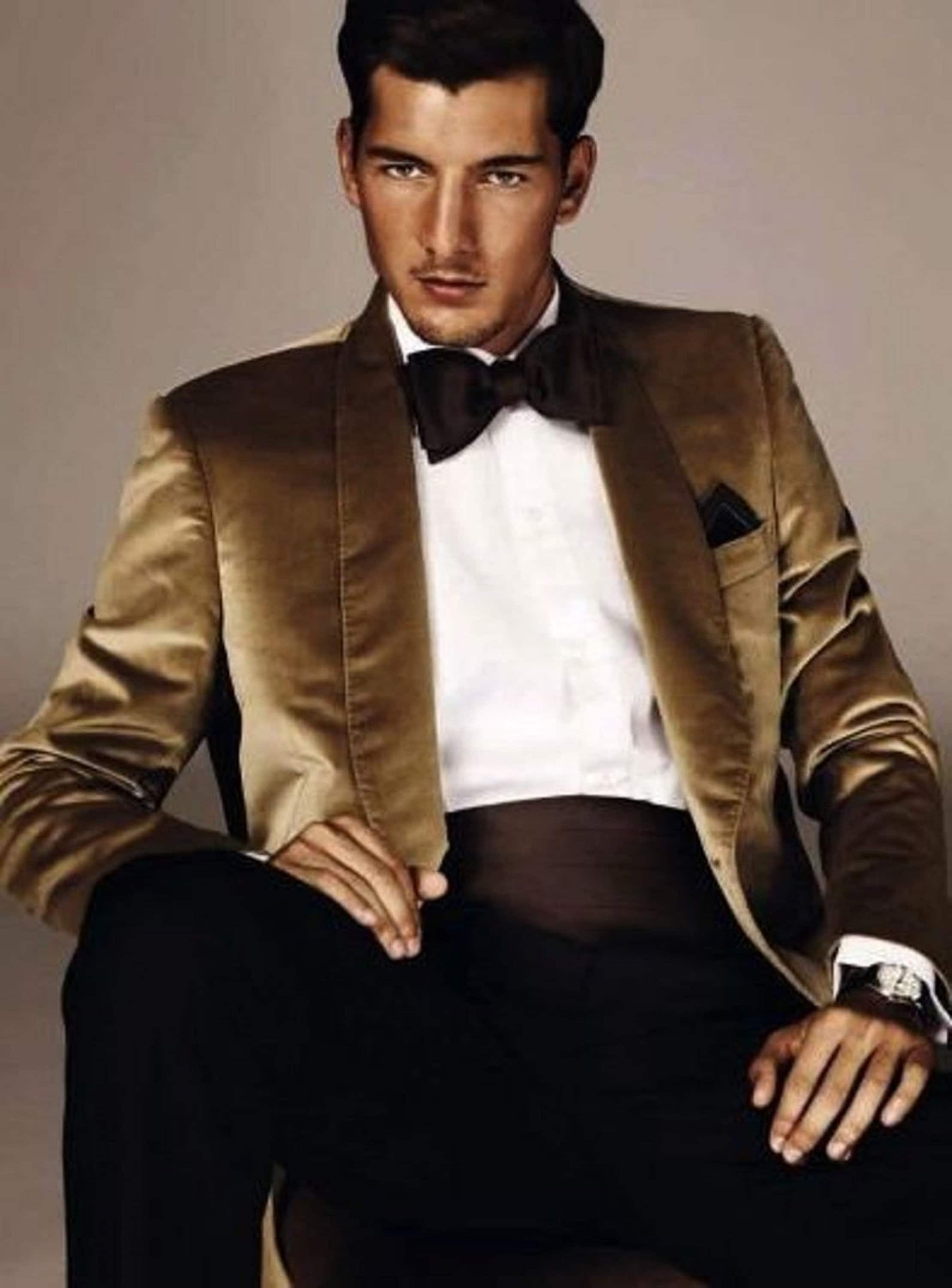 Men Tuxedo Golden Velvet Jacket Slim Fit Dinner Party Wear - Etsy