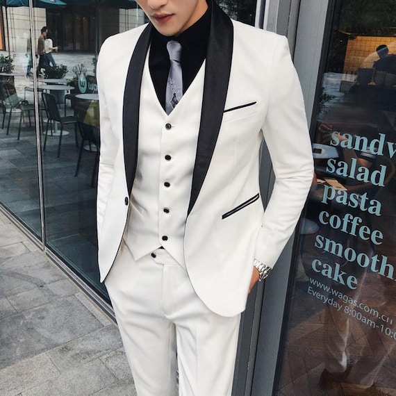 White 3 Piece Suit | Mens Wedding Prom Tuxedo