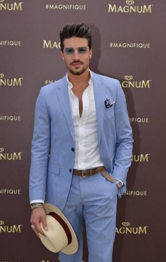 Summer Light Blue Gentleman Style Suit Online | Bagtesh Fashion