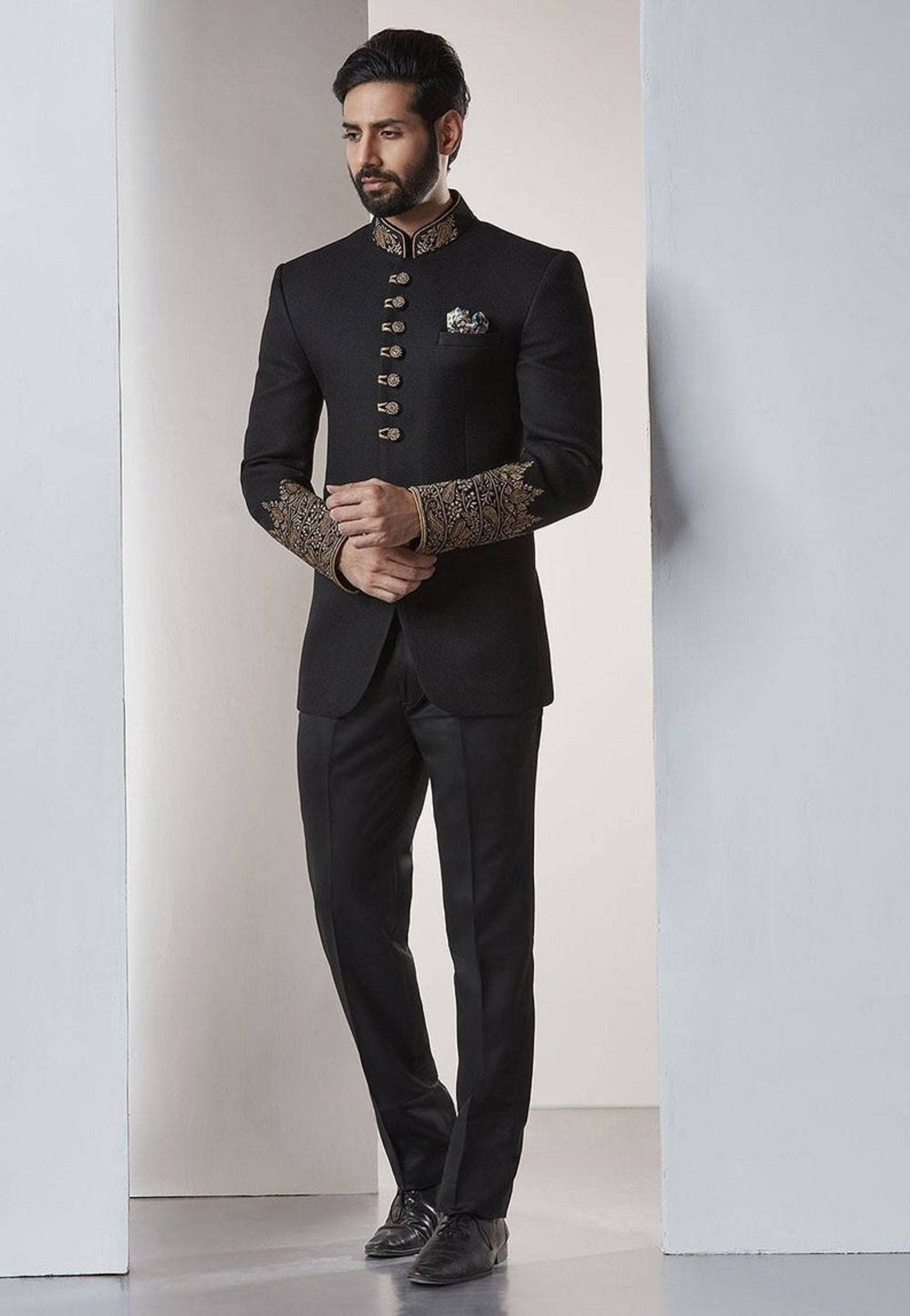 Indian Jodhpuri Suit,mens Black Suit,black Jodhpuri,mens Wedding Suit ...